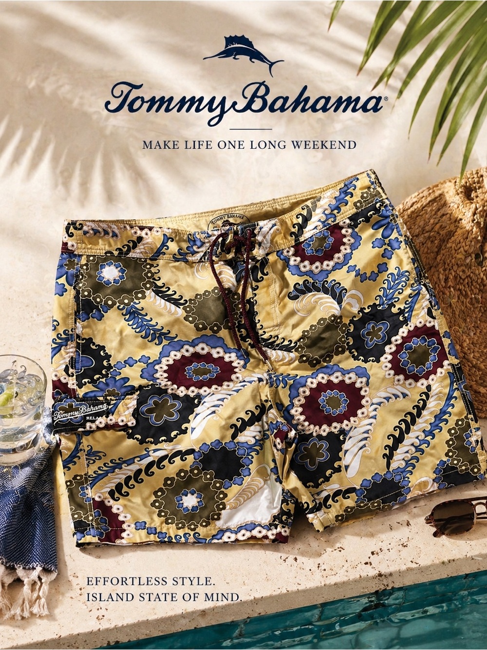 Tommy Bahama Swim Trunks Mens XL Tropical Paisley Board Shorts Beach Resort